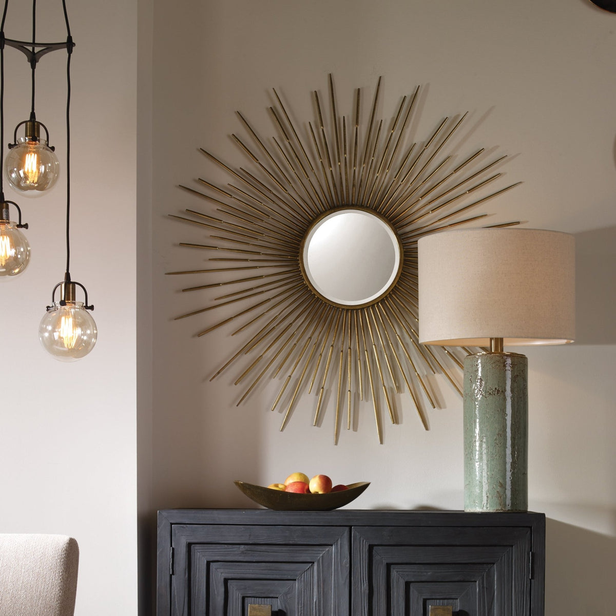 Golden Rays Round Mirror Mirrors| Uttermost