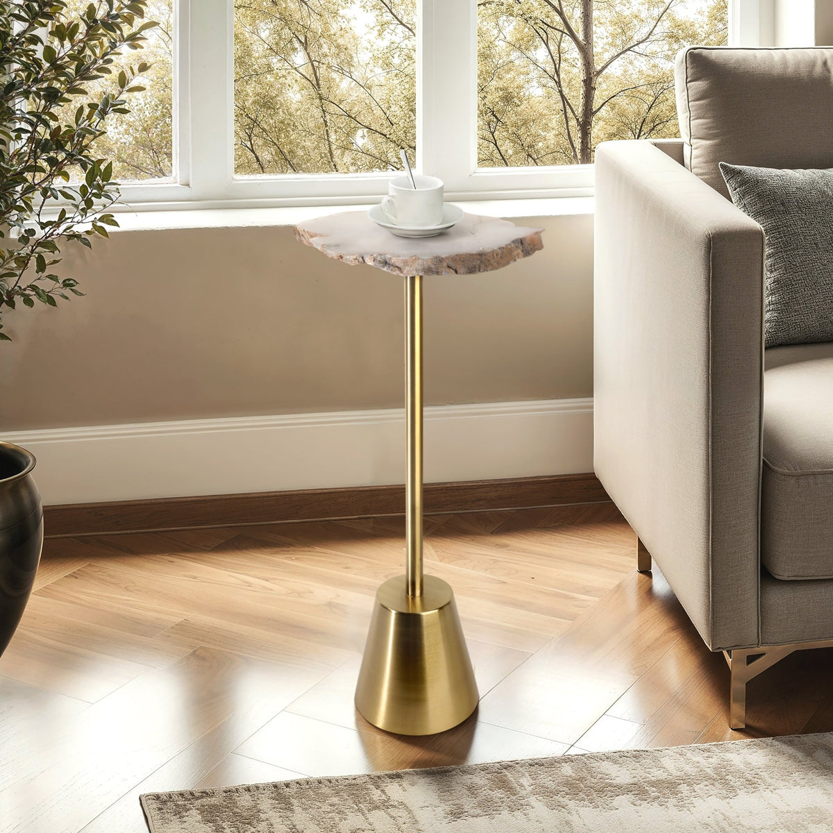Golden stone accent Table Accent & End Tables| Sagebrook Home