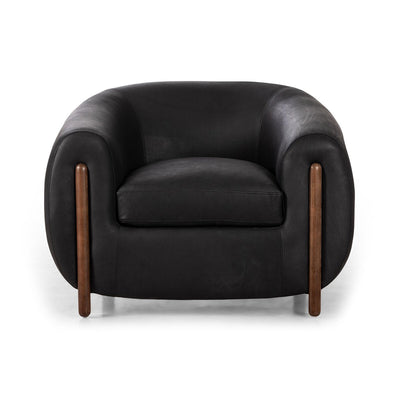 Grace Black Leather Arm Chair (96cm) - Al Rugaib Furniture