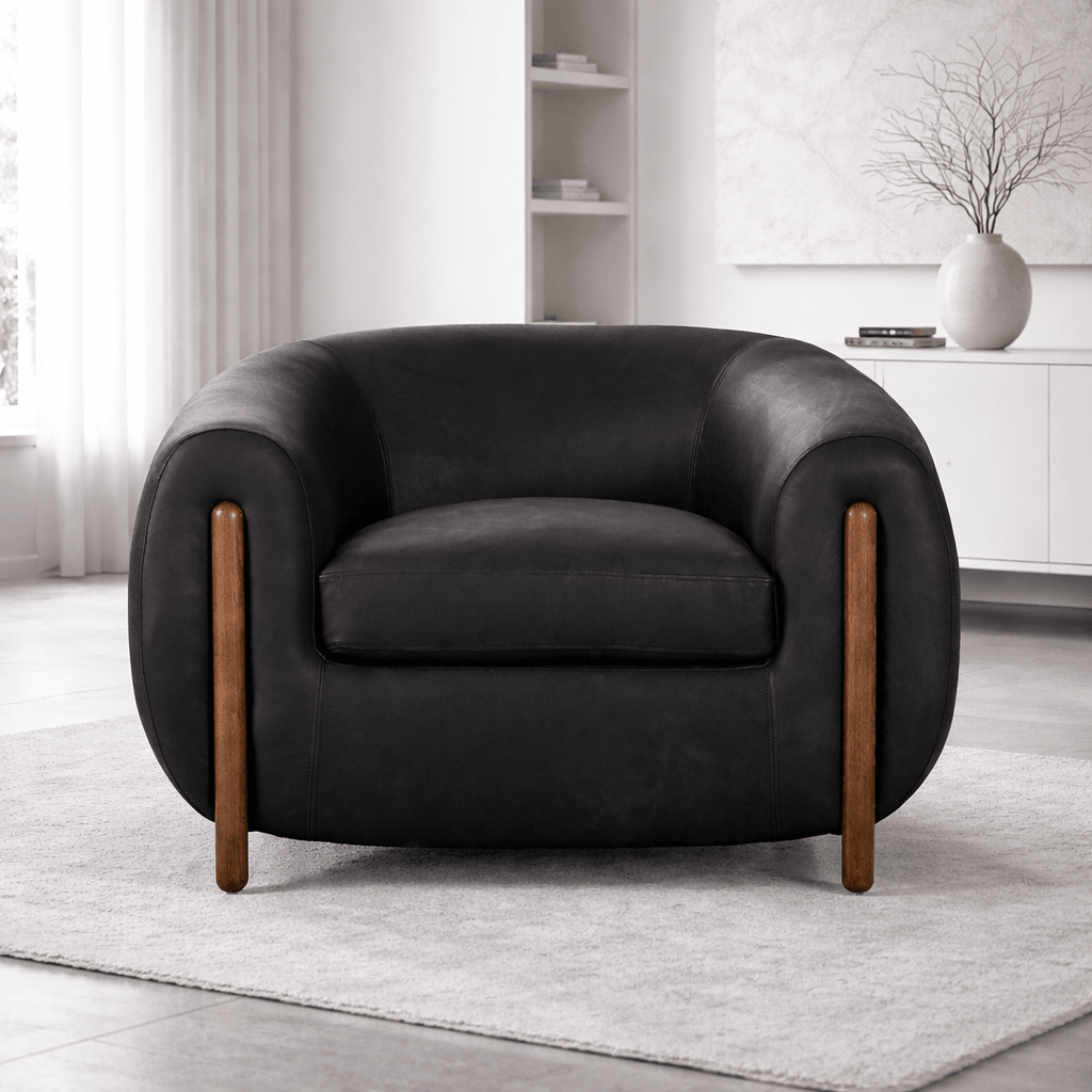 Grace Black Leather Arm Chair (96cm) Chairs| Roots Furniture