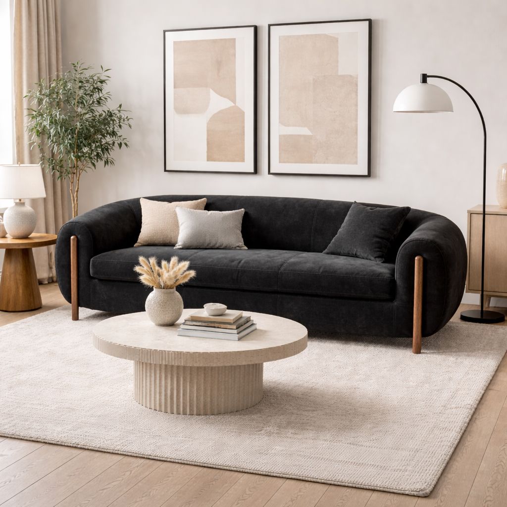 Grace Black Leather Sofa (220cm) Sofas & Loveseats| Roots Furniture