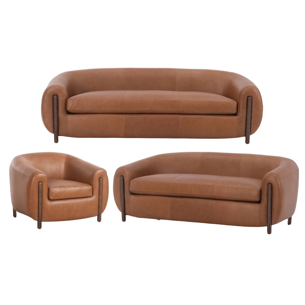 Grace Brown Leather Sofa Set Living Room Sets| Roots Furniture