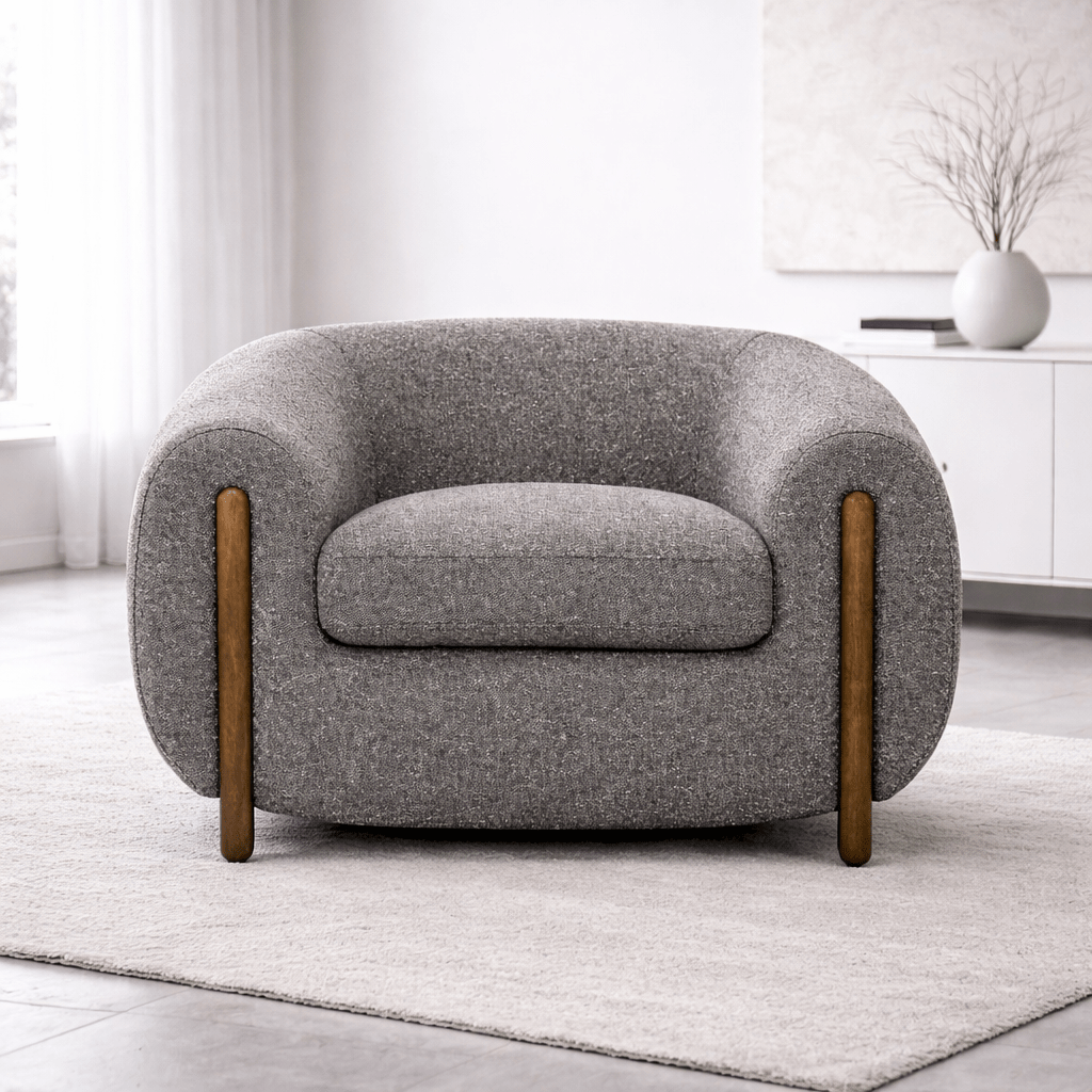 Grace Grey Boucle Arm Chair (96cm) Chairs| Roots Furniture