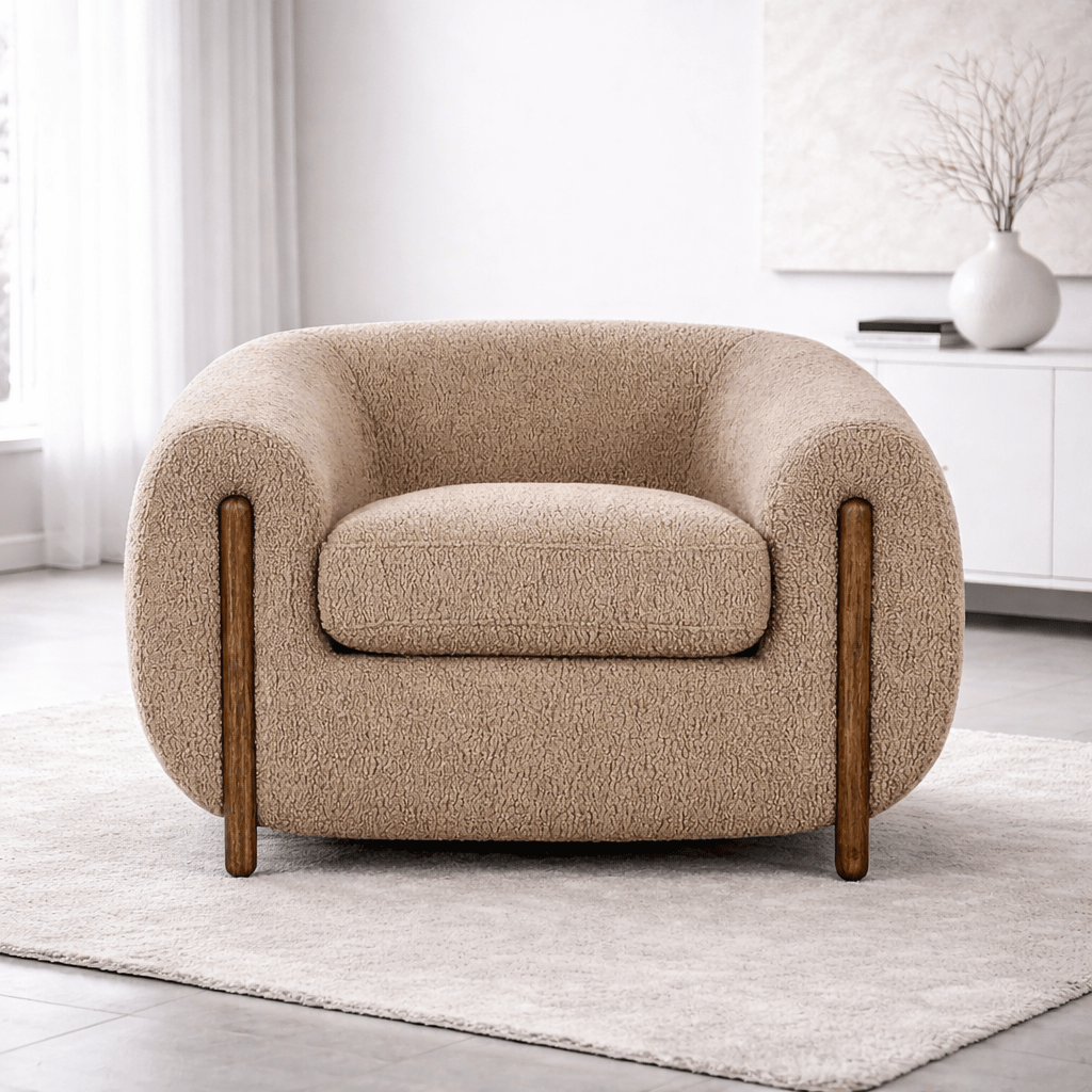 Grace Oat Boucle Arm Chair (96cm) Chairs| Roots Furniture