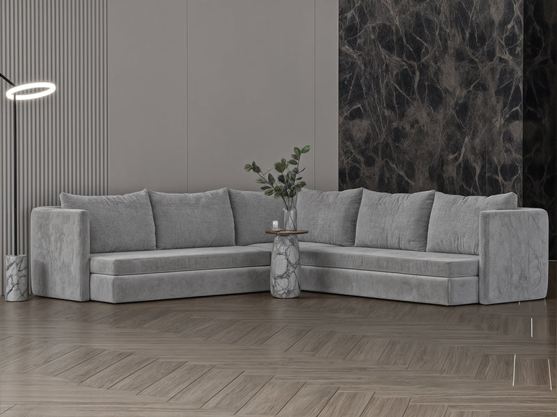 Gray corner model "Ishraq" in size 300×300 - Al Rugaib Furniture