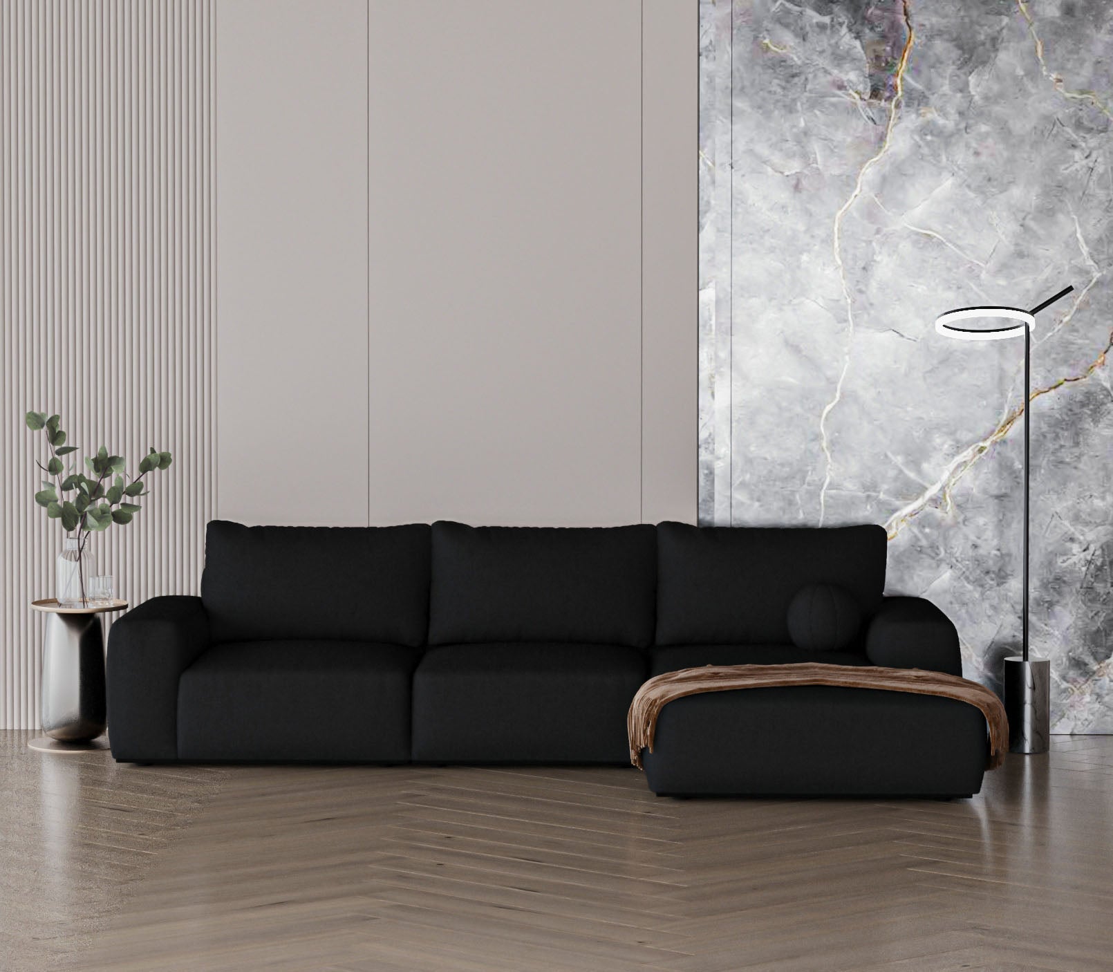 Gray corner sofa, Buraq model, size 265×160 Sectionals| Oak