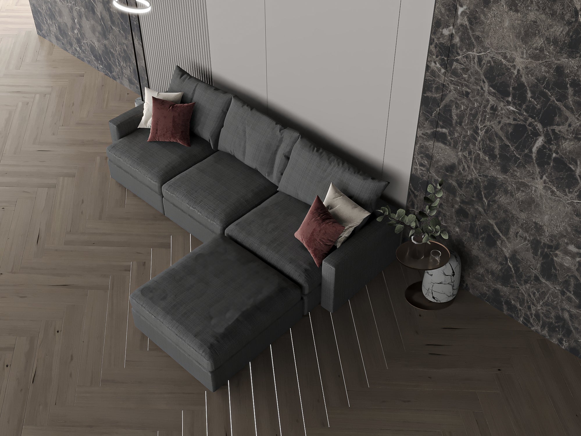 Gray corner sofa model "Luxury" size 250×160 Sectionals| Oak