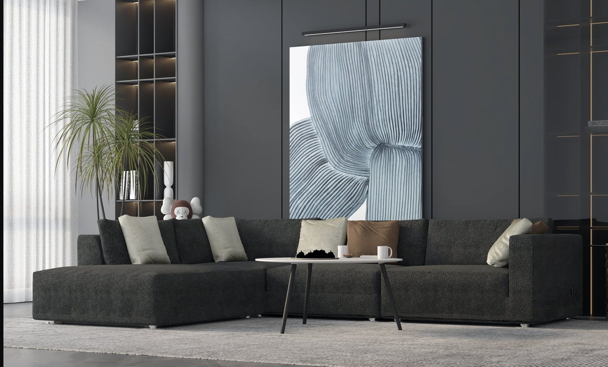 Gray corner sofa model "Raqi" size 270×210 Sectionals| Oak