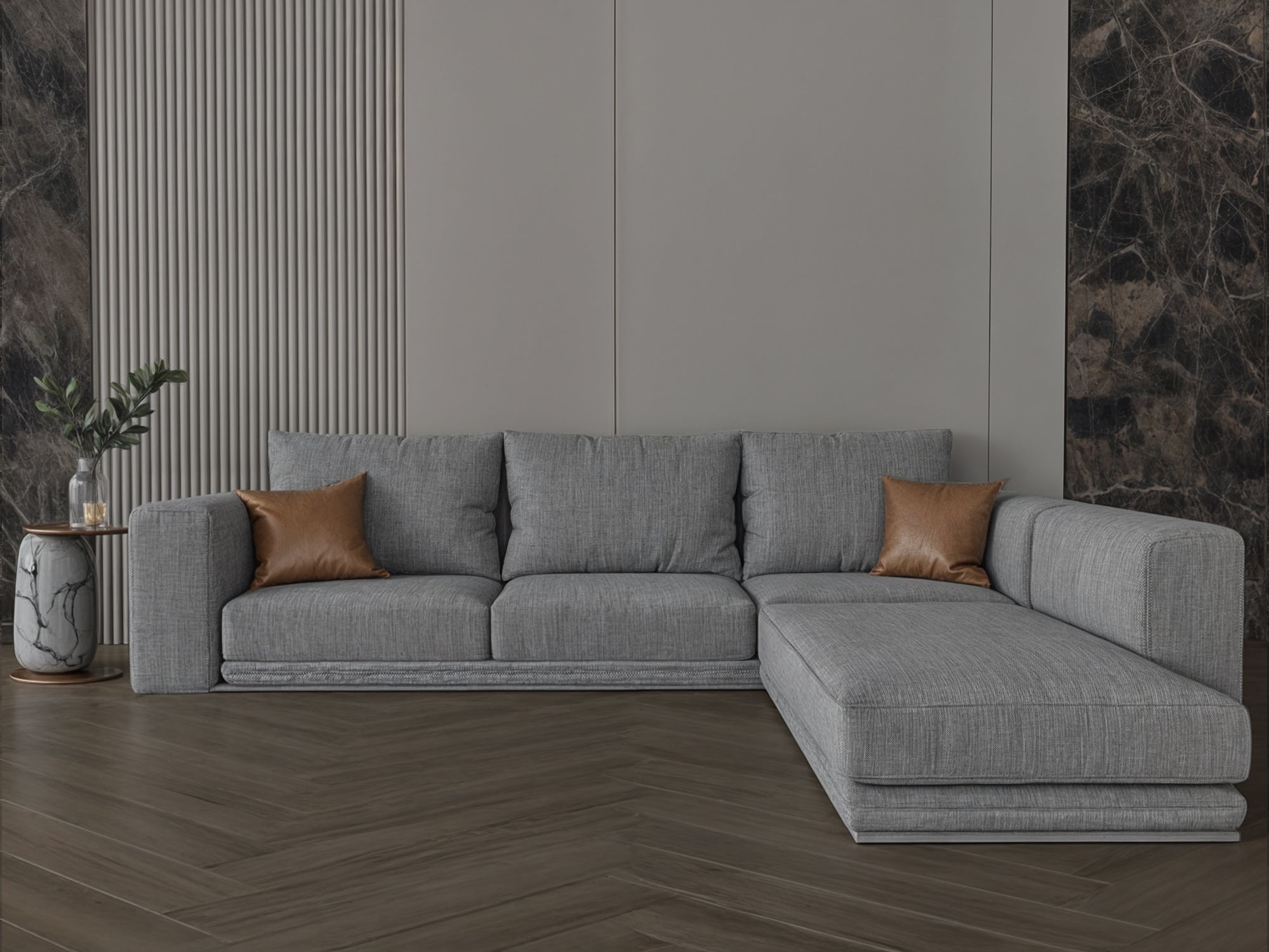 Gray corner sofa model "Ronaq" in size 300×300 Sectionals| Oak