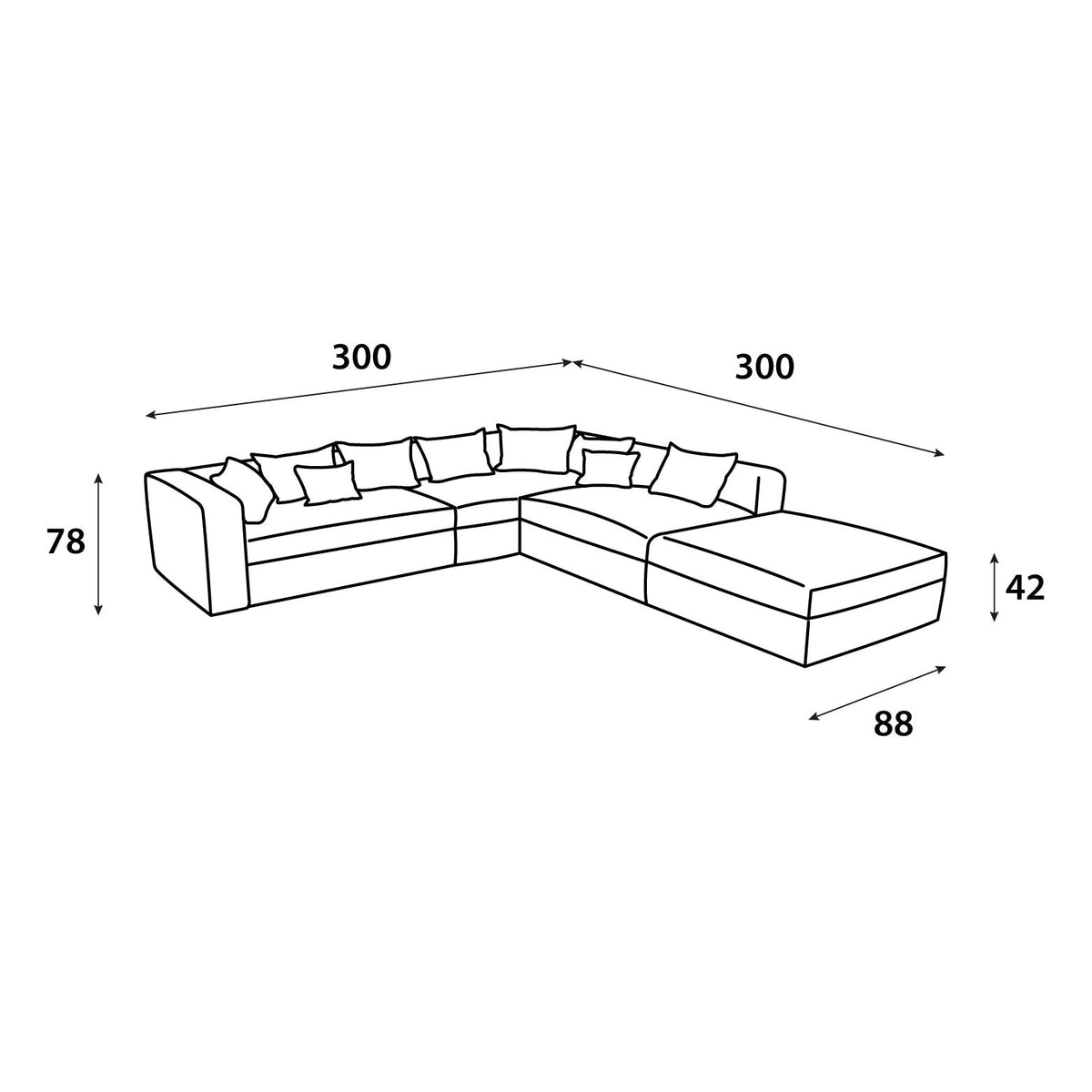 Gray corner sofa model "Ronaq" in size 300×300 Sectionals| Oak