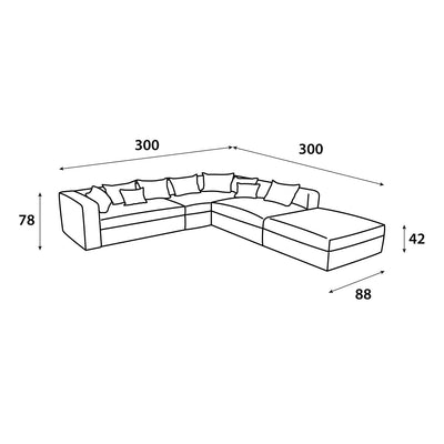 Gray corner sofa model "Ronaq" in size 300×300 - Al Rugaib Furniture
