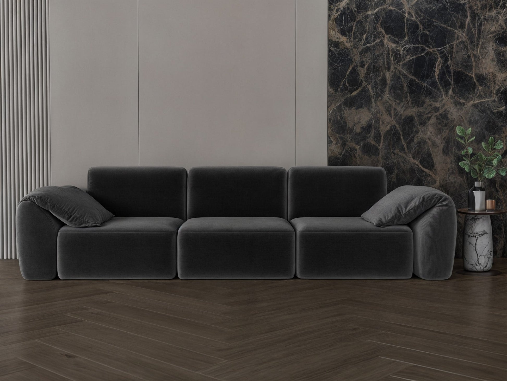 Gray neon chanel fabric sofa 270x90x37 cm Sofas & Loveseats| Oak