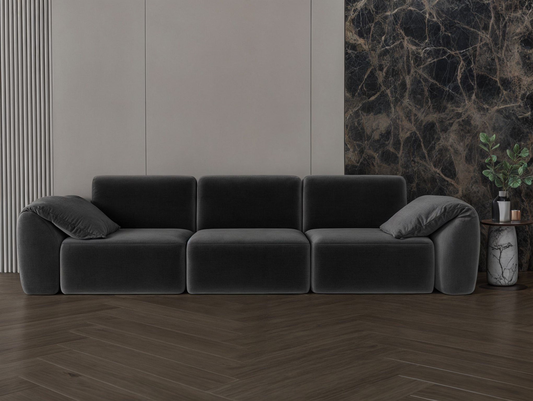 Gray neon chanel fabric sofa 270x90x37 cm Sofas & Loveseats| Oak