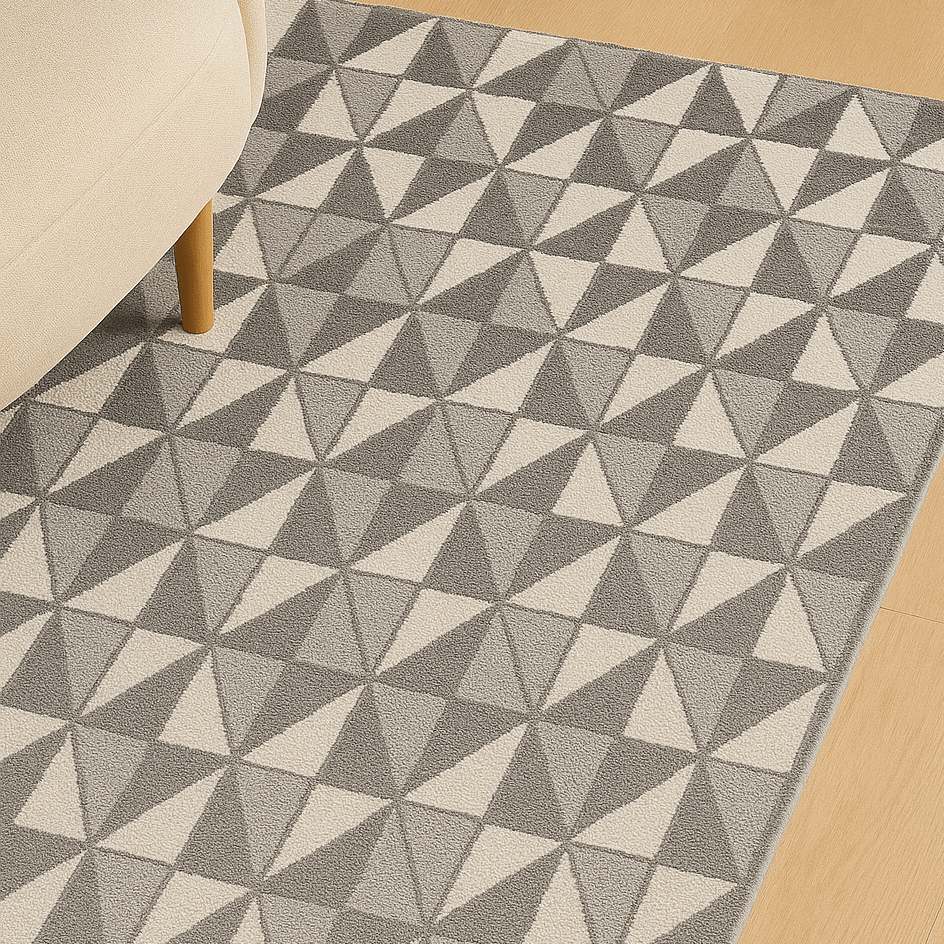 Gray Triangle Pattern Rug - Al Rugaib Furniture