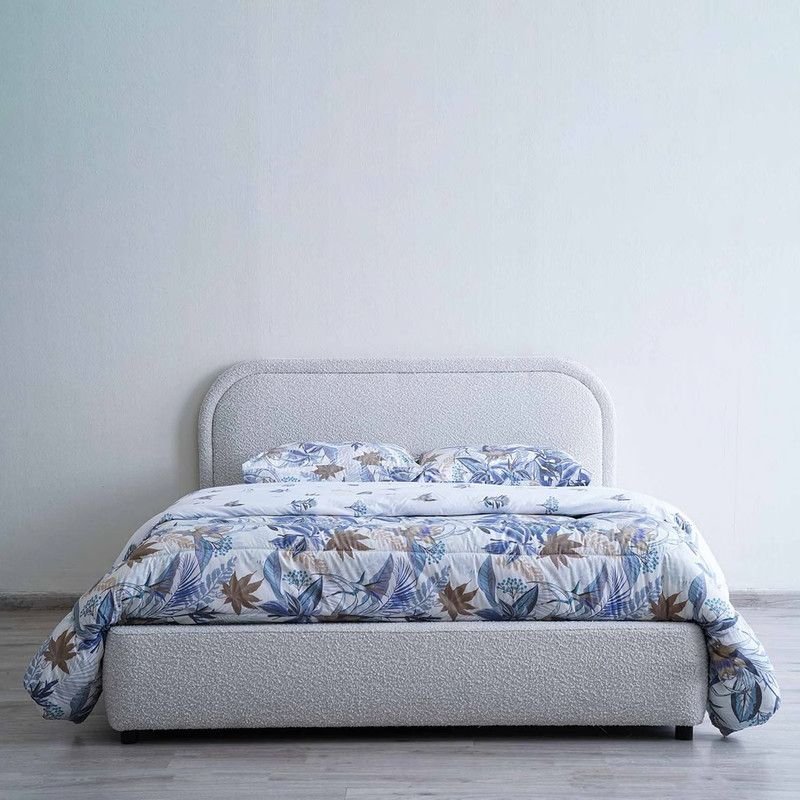 Grey Boucle Bed - by Alhome 200x200 - Al Rugaib Furniture