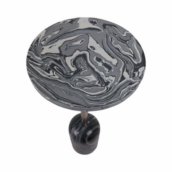 GREY COMPOSITE STONE TOP GREY MARBLE BASE AND MS GOLD EPL Accent & End Tables| Sagebrook Home