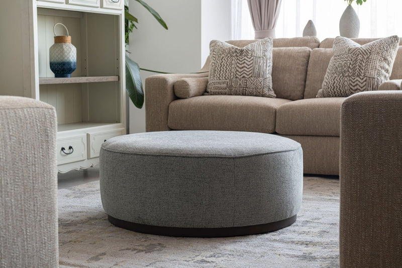 Grey Linen Ottoman W91xH36cm - Al Rugaib Furniture