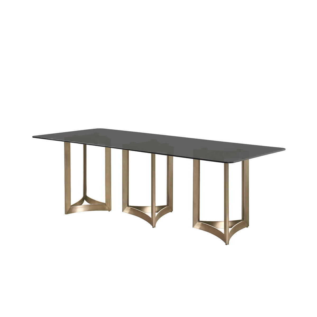 Alexa Dining Table Gold Base and 240 CM Gray Glass