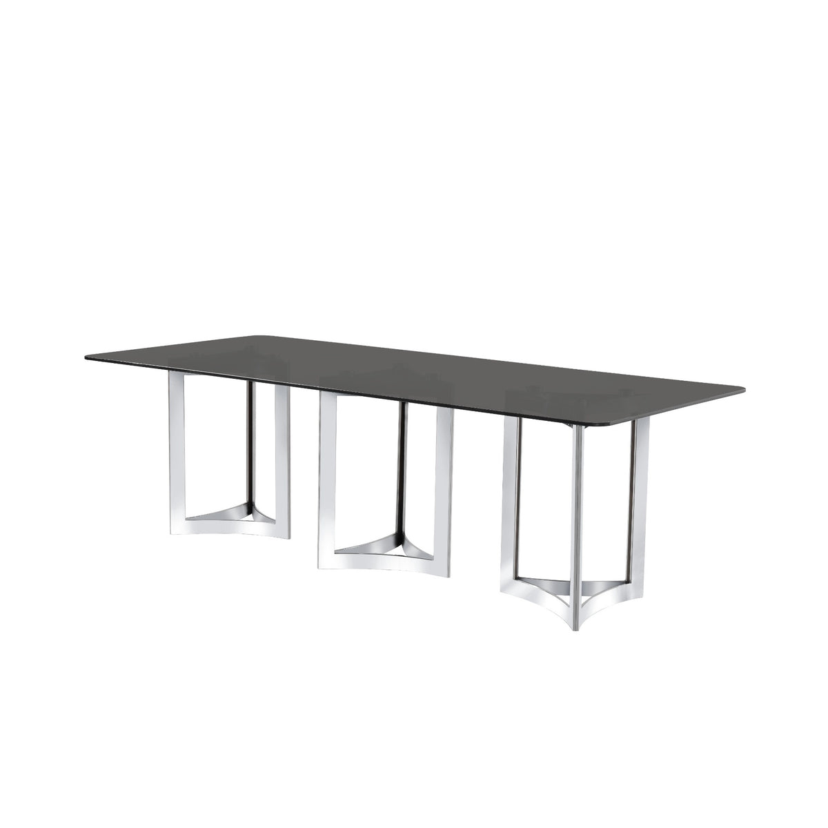 Alexa Dining Table Silver Base and 295 CM Gray Glass