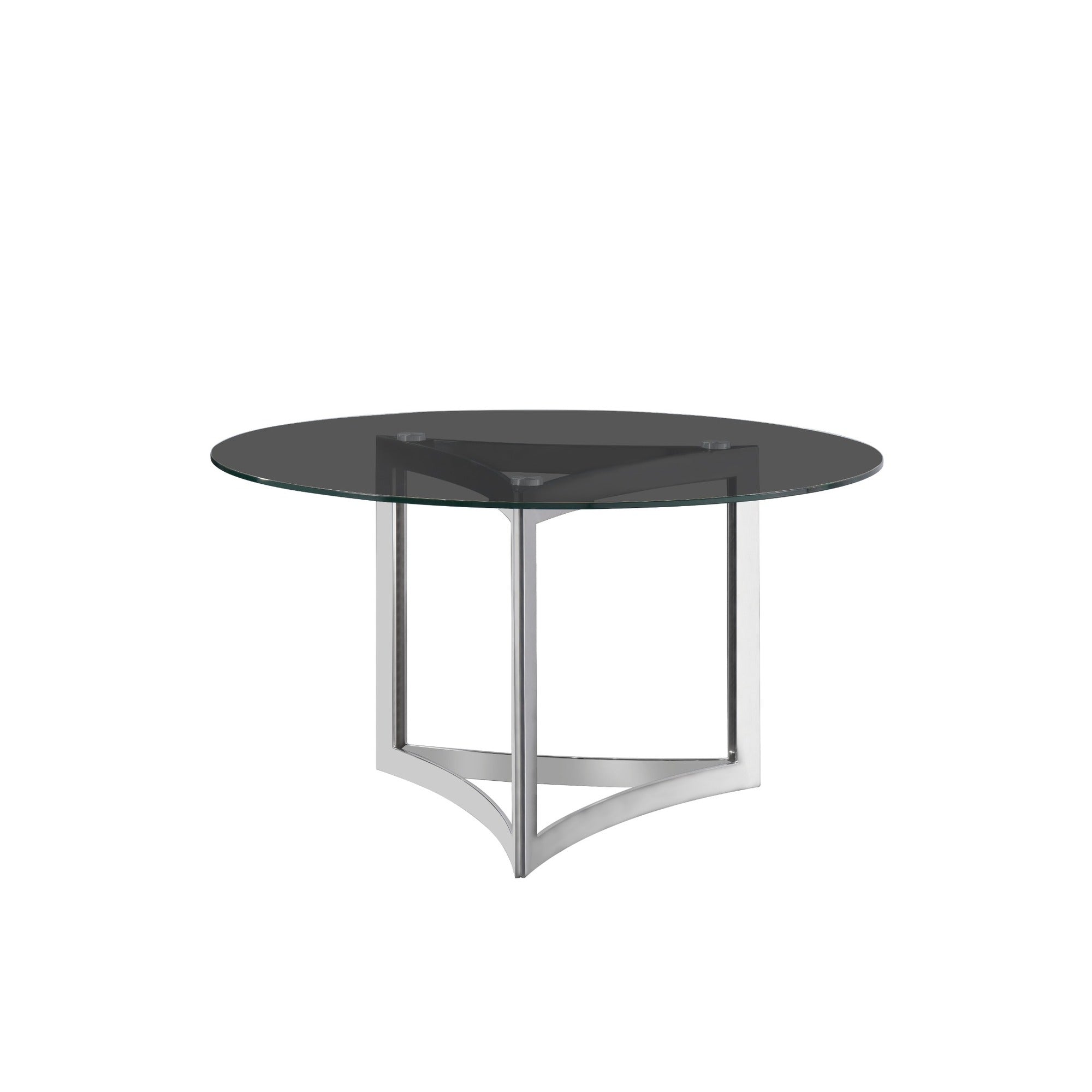 Alexa Dining Table Silver Base and 130 CM Round Gray Glass