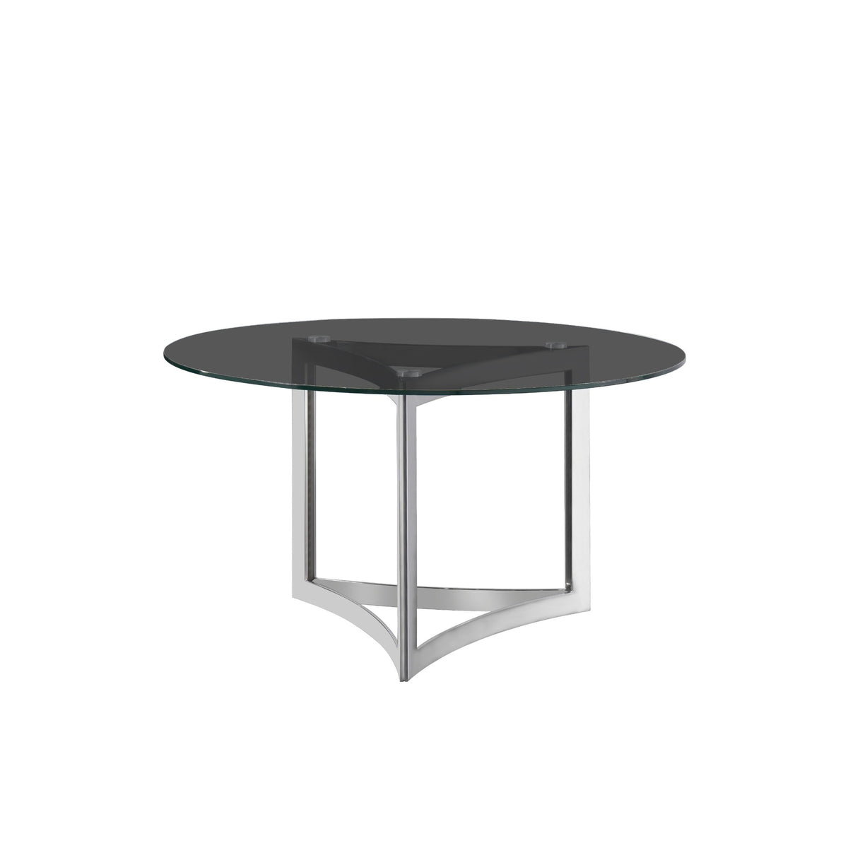 Alexa Dining Table Silver Base and 180 CM Round Gray Glass