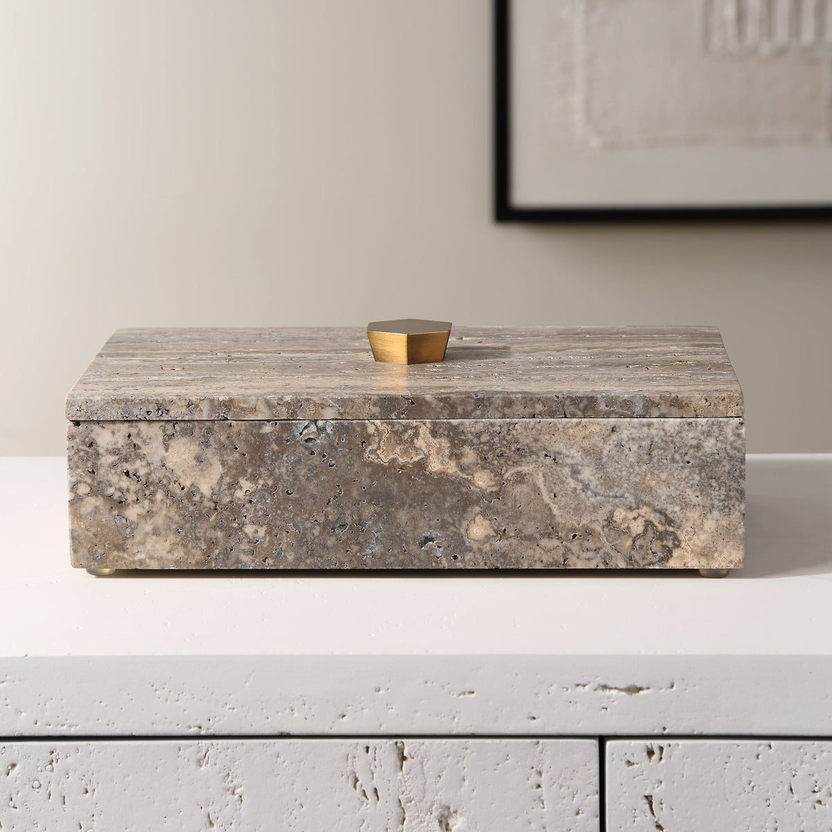 Griseus Travertine Stone Box Box| Uttermost