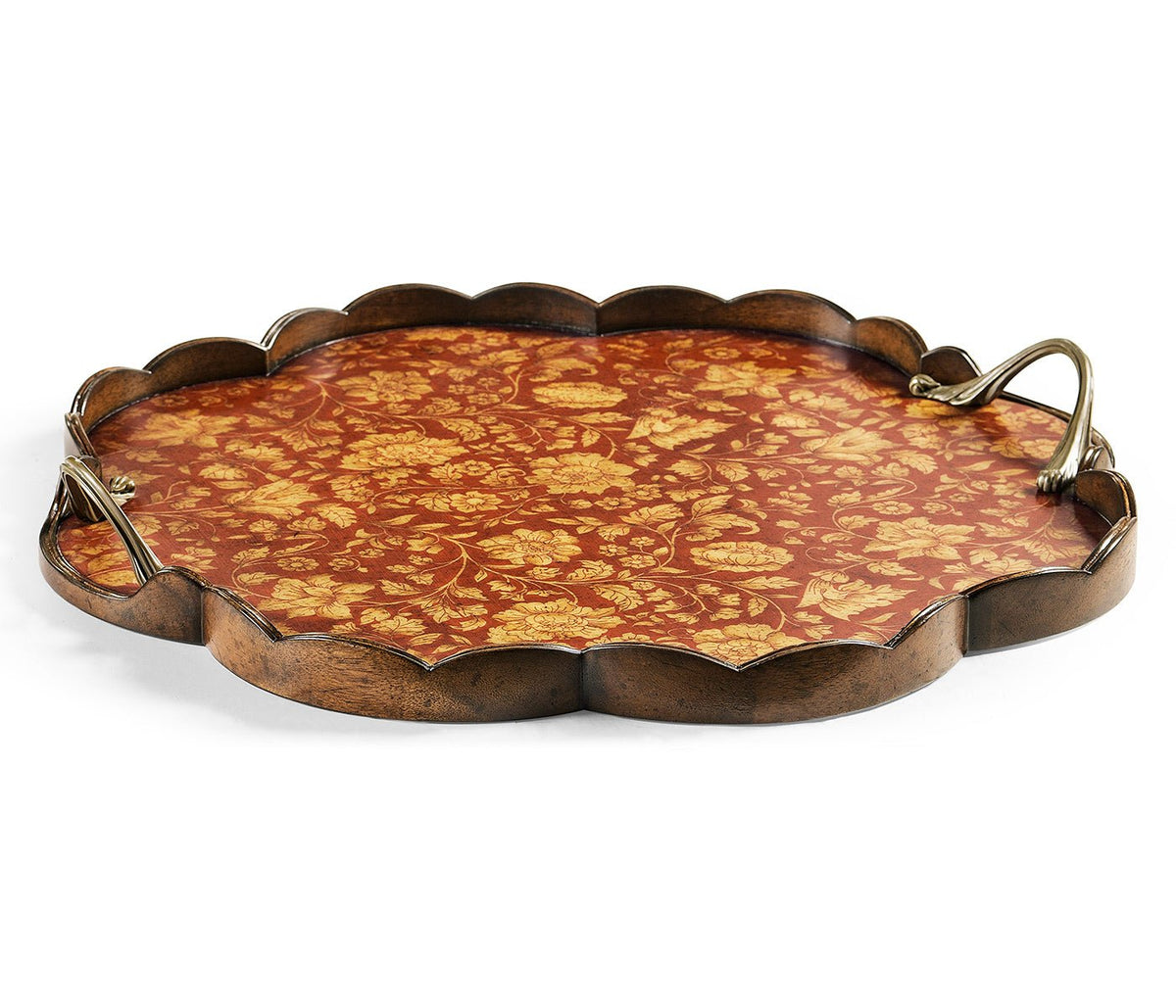 Hampton Collection - Scalloped Red Chinoiserie Tray Ground Decors| Jonathan Charles