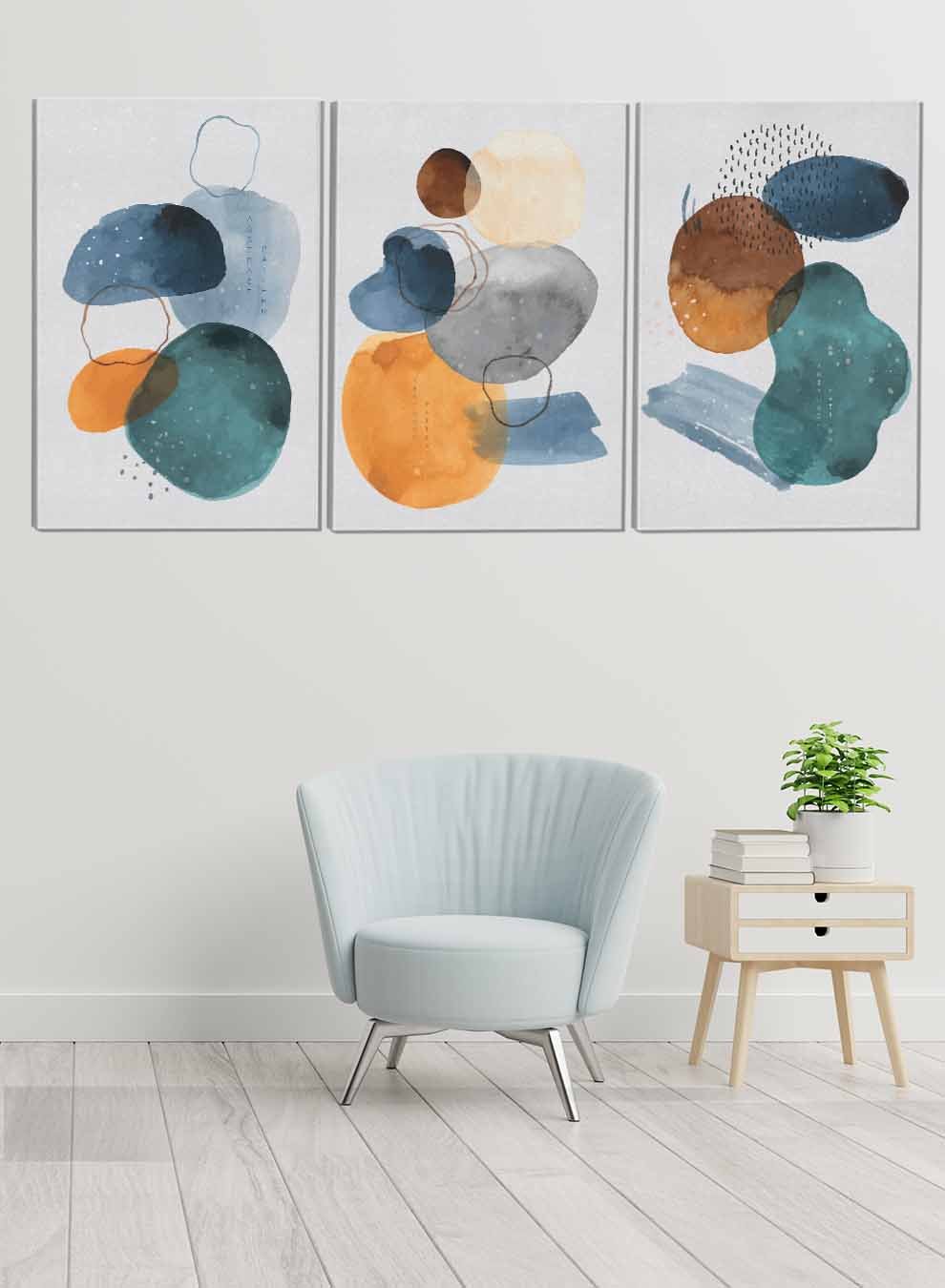 Hand Drawn Circles Abstract Paintings(set of 3) Paintings & Pictures| LOWHA