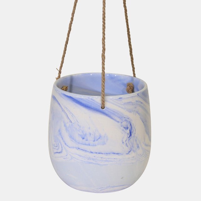 Hanging Blue Marble Planter Outdoor Planters| Sagebrook Home