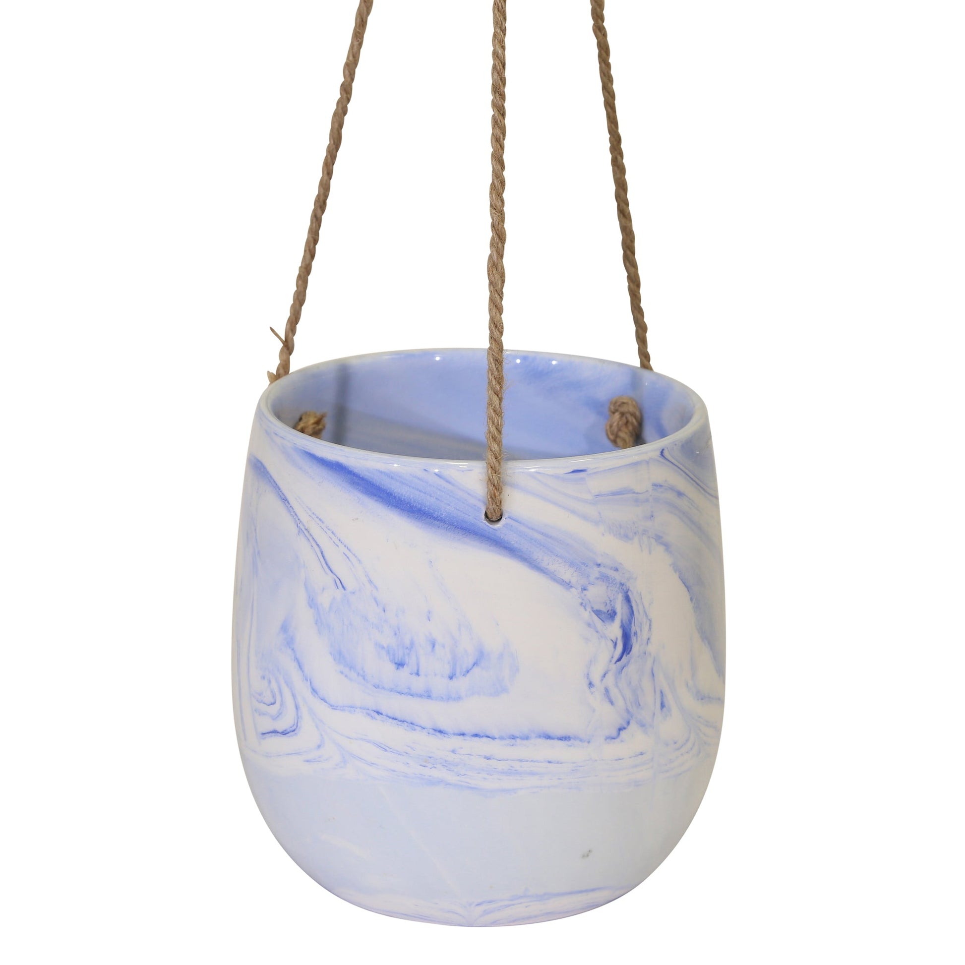 Hanging Blue Marble Planter Outdoor Planters| Sagebrook Home