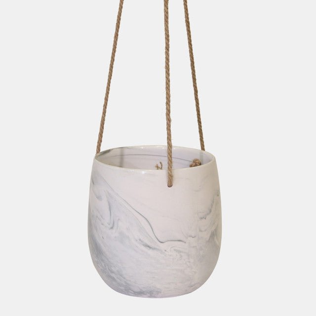 Hanging Gray Marble Planter Outdoor Planters| Sagebrook Home