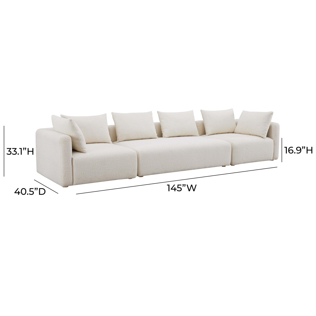 Hangover Cream Boucle 145 inch Long Sofa Sofas & Loveseats| TOV