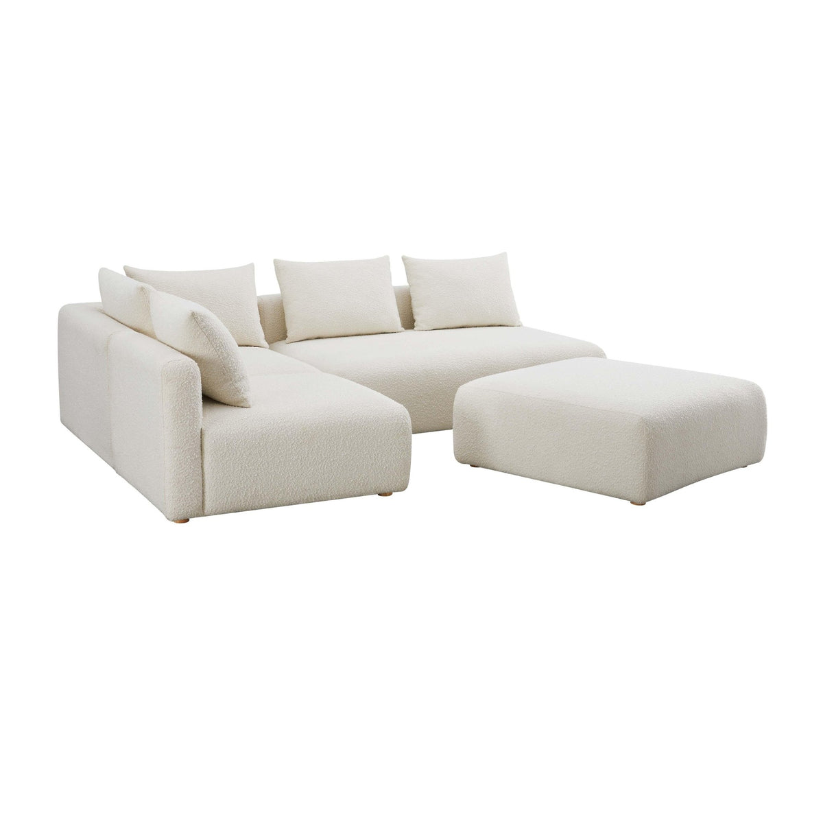 Hangover Cream Boucle 4-Piece Modular Chaise Sectional Sectionals| TOV