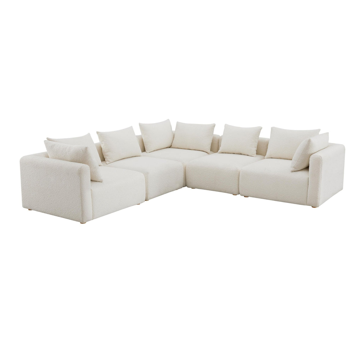 Hangover Cream Boucle 5-Piece Modular L-Sectional Sectionals| TOV