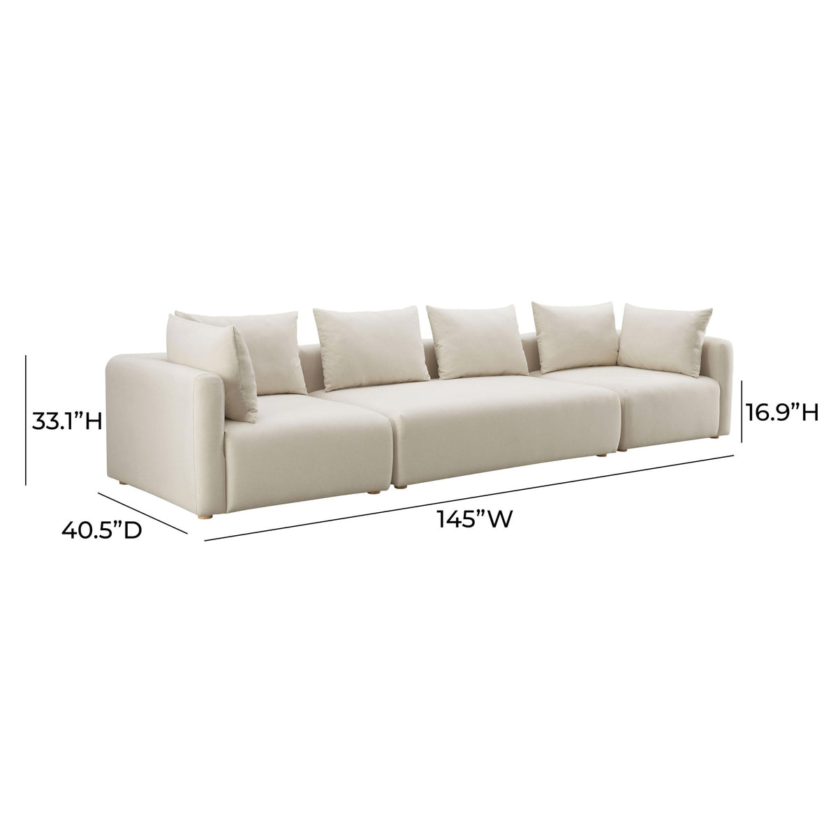 Hangover Cream Performance Linen 145 inch Long Sofa Sofas & Loveseats| TOV
