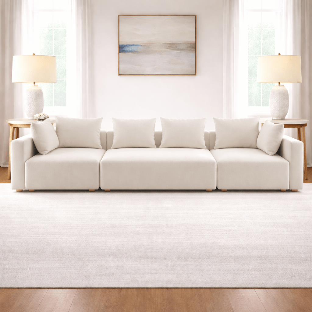 Hangover Cream Performance Linen 145 inch Long Sofa Sofas & Loveseats| TOV