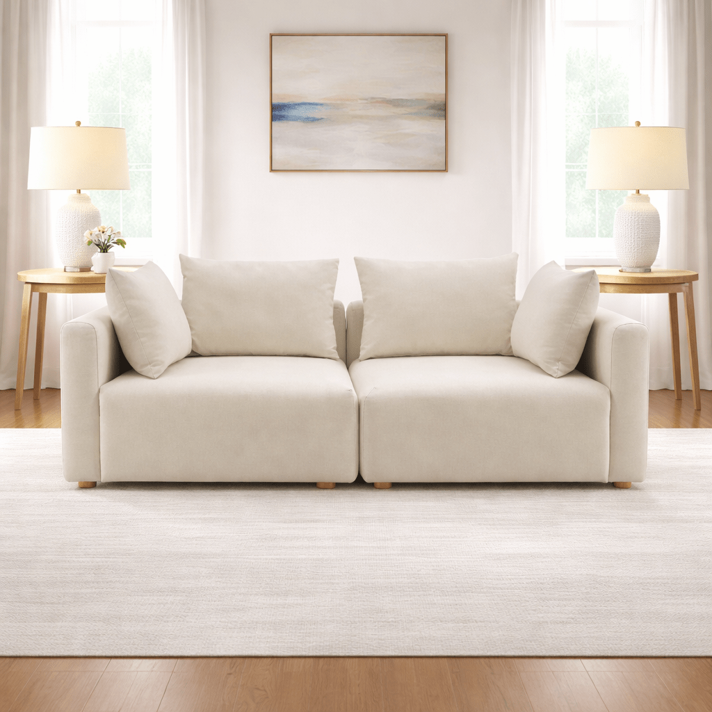 Hangover Cream Performance Linen Loveseat Sofas & Loveseats| TOV