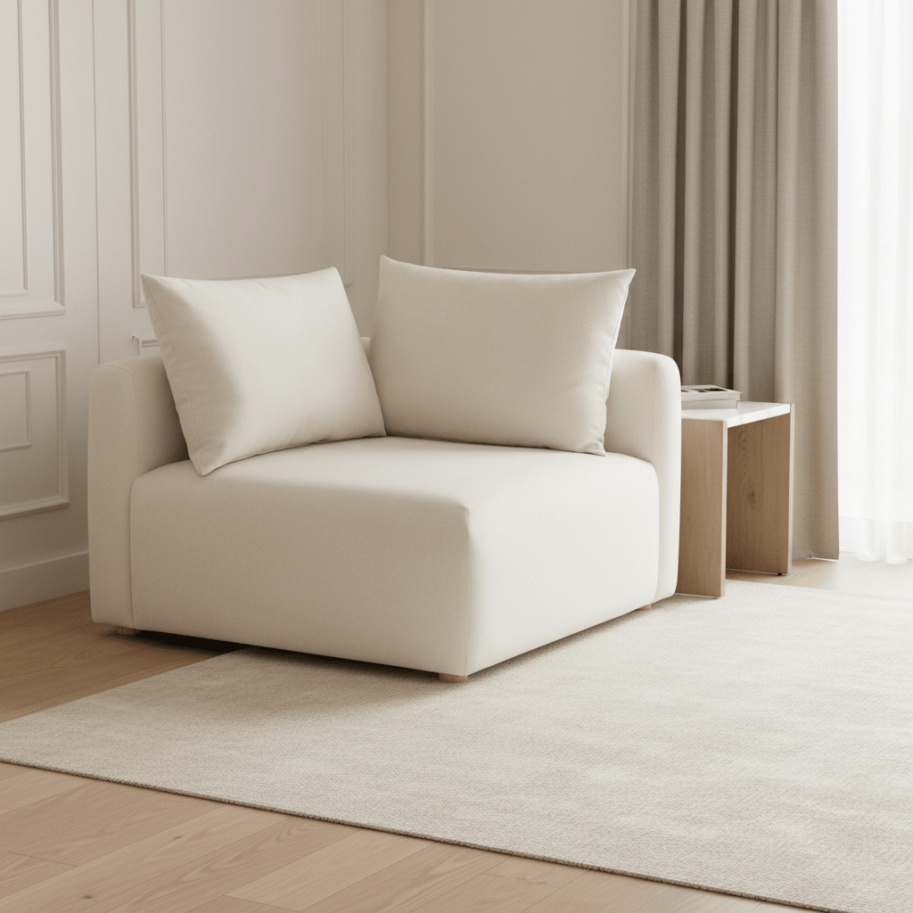 Hangover Cream Performance Linen Modular Corner Chair Chairs| TOV