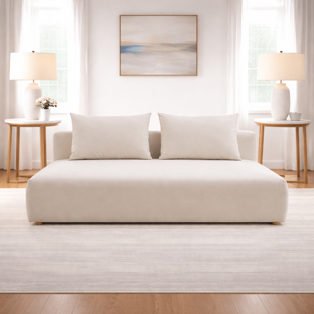 Hangover Cream Performance Linen Modular Loveseat Sofas & Loveseats| TOV