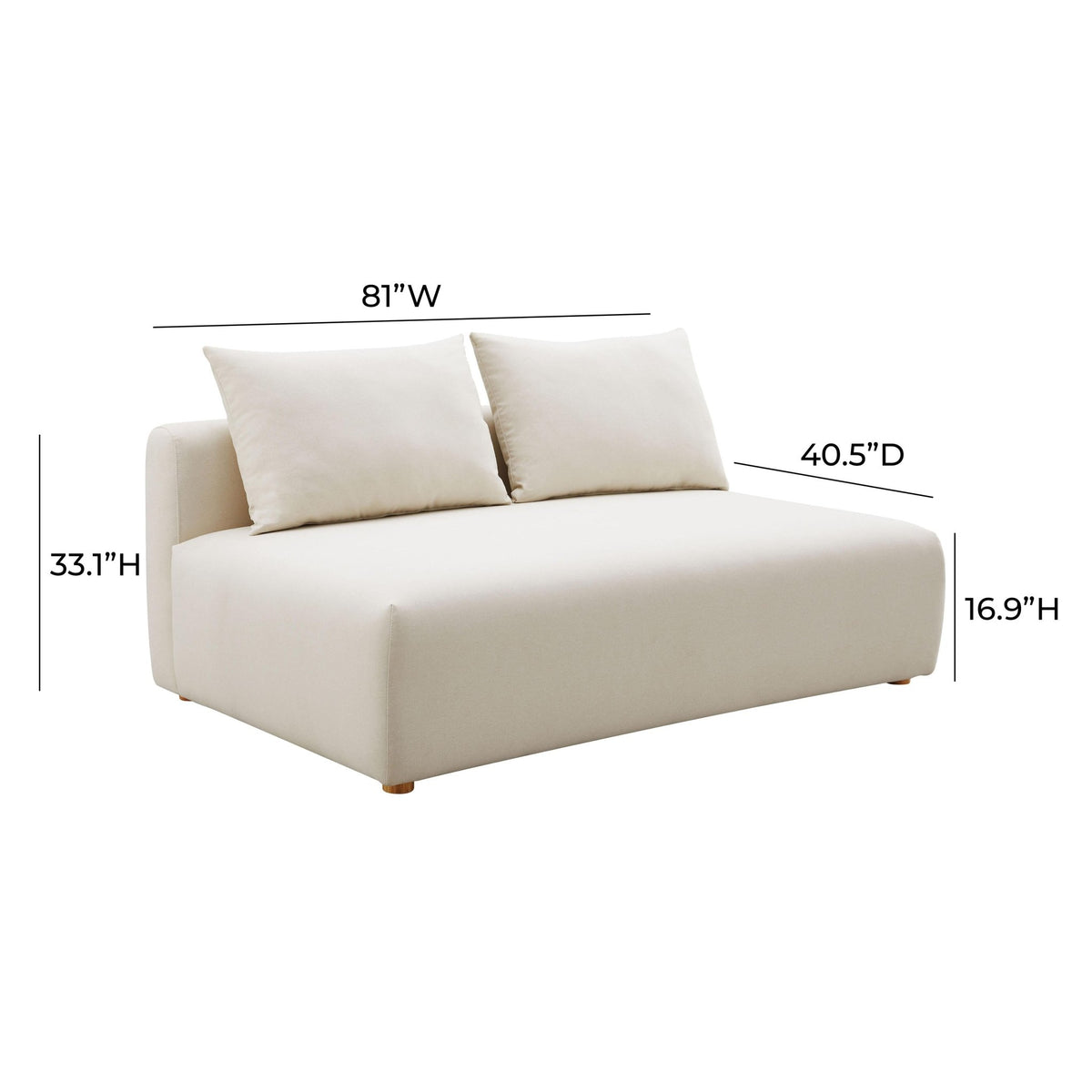 Hangover Cream Performance Linen Modular Loveseat Sofas & Loveseats| TOV