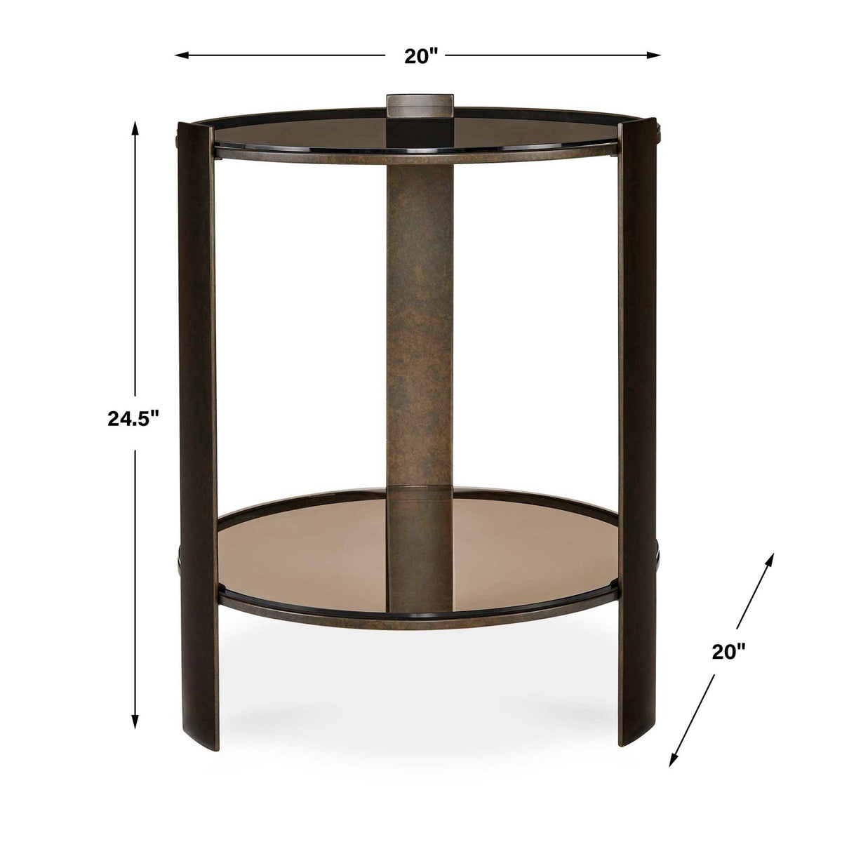 Hanson Bronze & Dark Glass Side Table Accent & End Tables| Uttermost