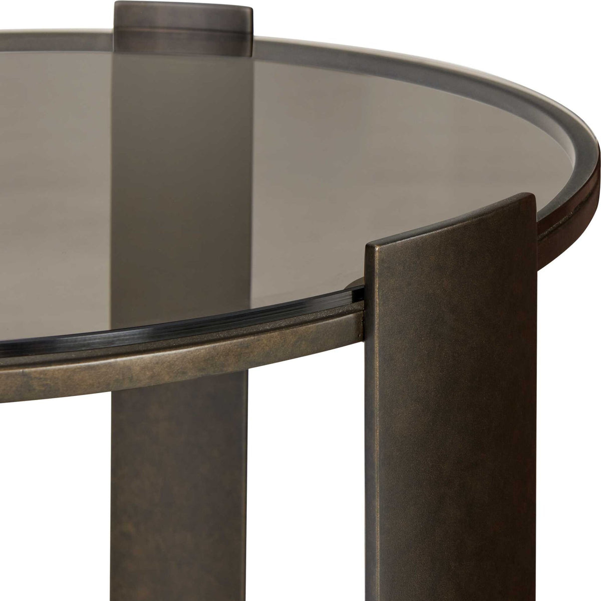 Hanson Bronze & Dark Glass Side Table Accent & End Tables| Uttermost