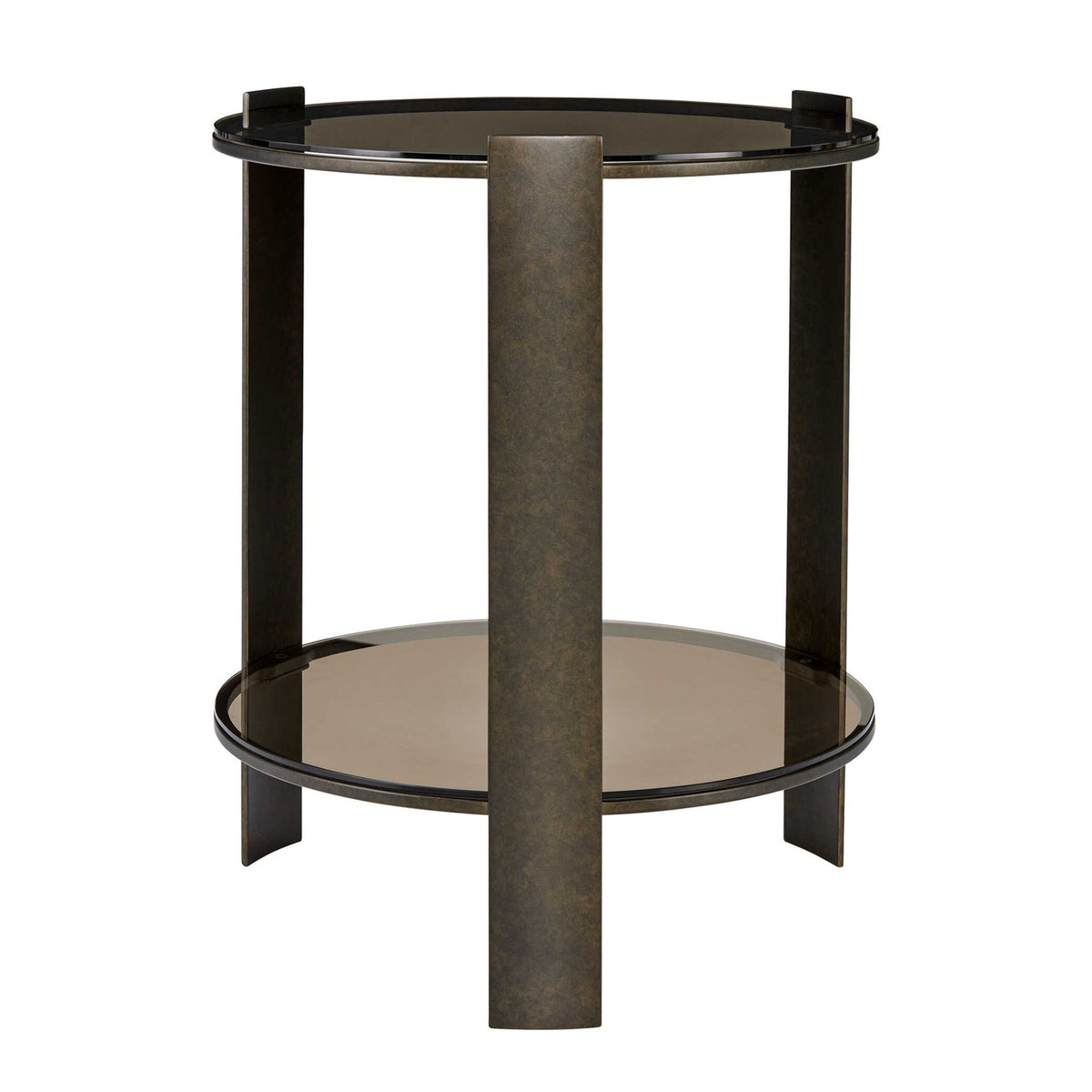 Hanson Bronze & Dark Glass Side Table Accent & End Tables| Uttermost
