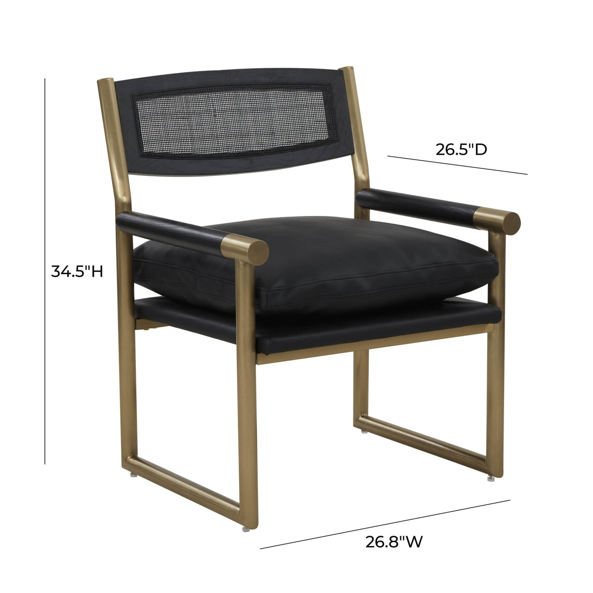Harlow Black Performance Vegan Leather Armchair Chairs| TOV