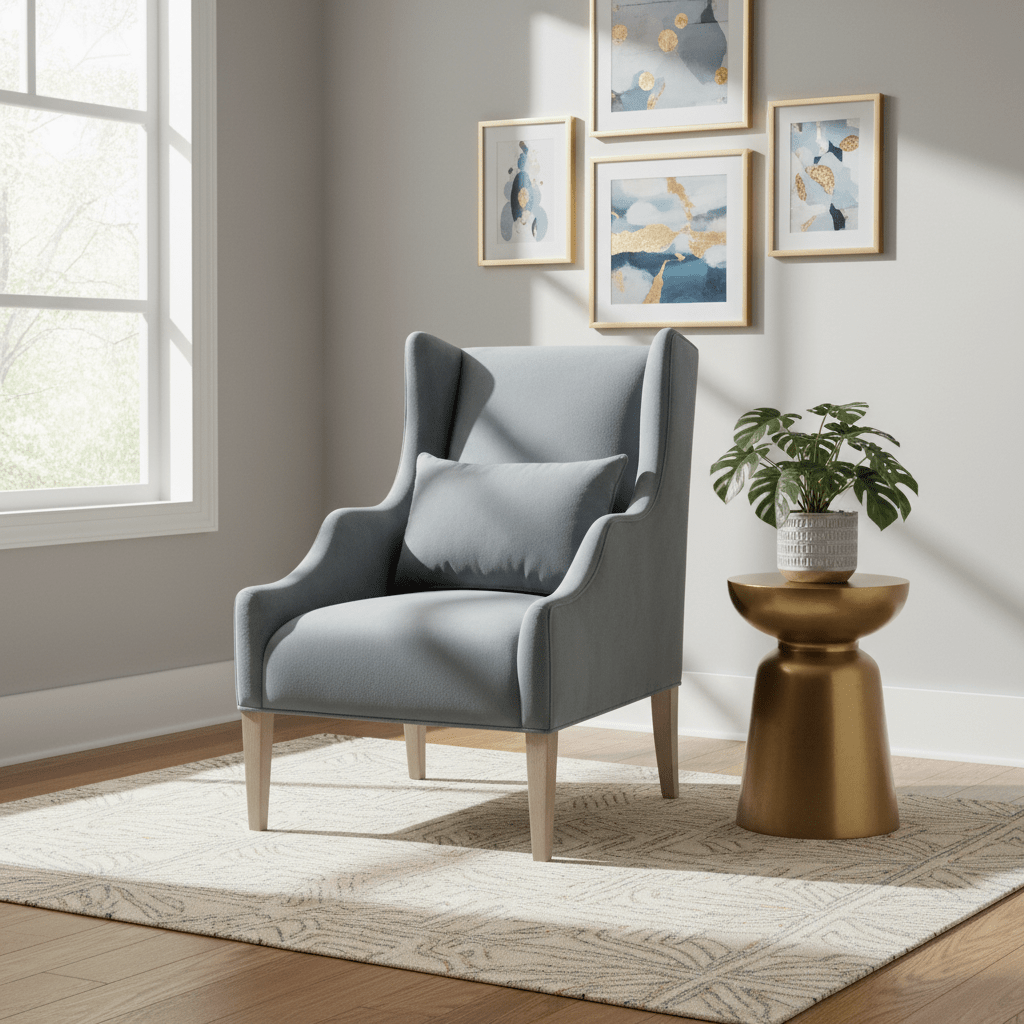 HARPER Vintage Blue Wing Chair Chairs| A.R.T. Furniture