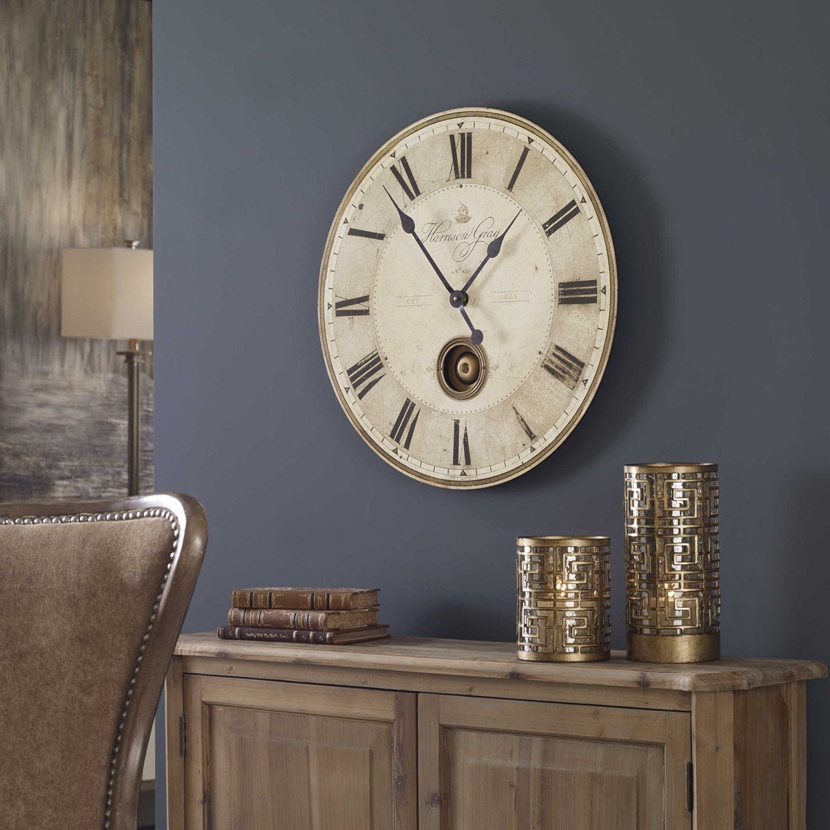 Harrison Gray 23" Wall Clock Clocks| Uttermost