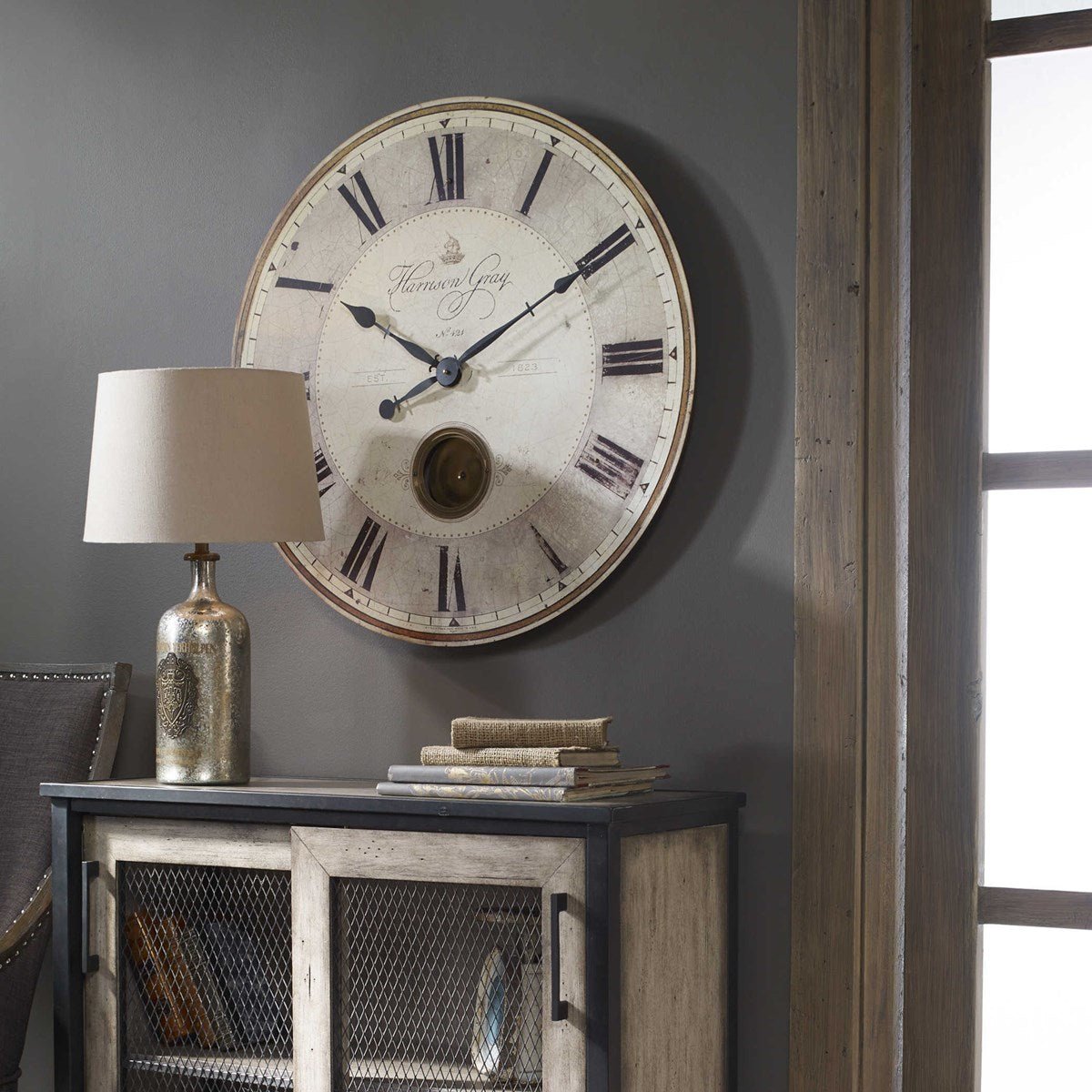 Harrison Gray 30" Wall Clock Clocks| Uttermost