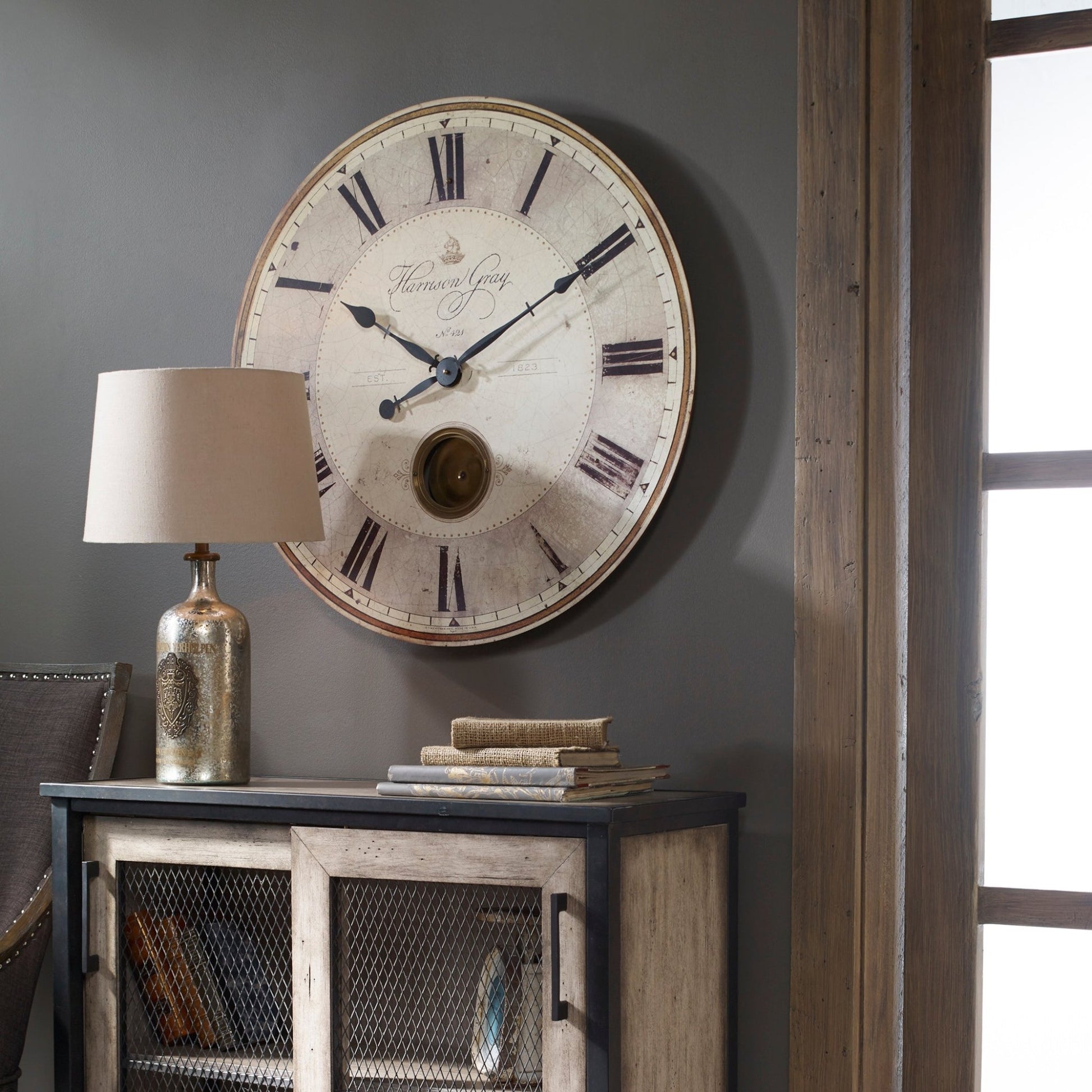 Harrison Gray 30" Wall Clock Clocks| Uttermost