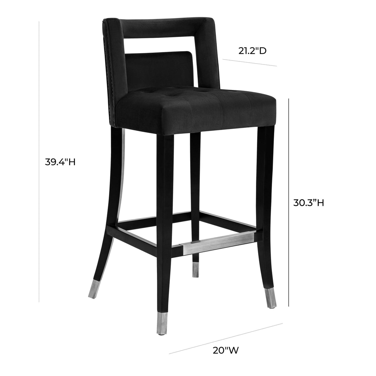 Hart Black Velvet Counter Stool Stools| TOV