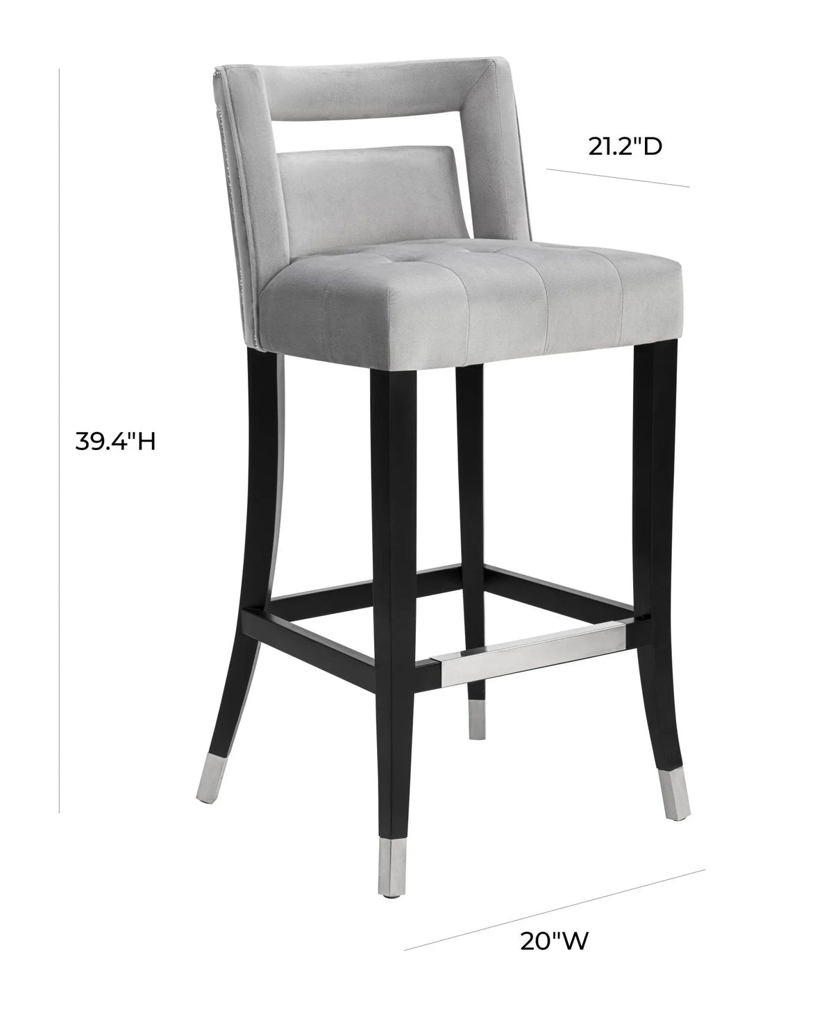 Hart Grey Velvet Bar Stool Counter Stools| TOV